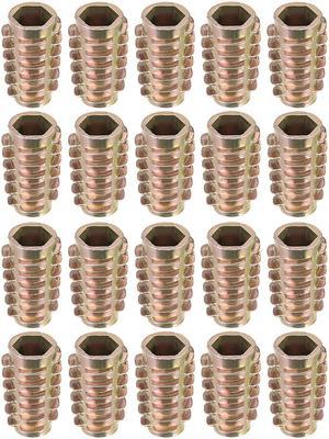 Threaded Insert Nuts Zinc Alloy Hex-Flush M8 Internal Threads 25mm Length 20pcs