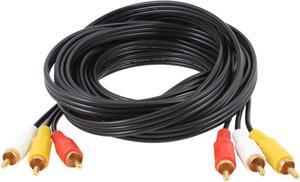 Black 3 Phono Plug RCA Male to Male TV DVD VCD Audio Video AV Cable Lead 4.5M