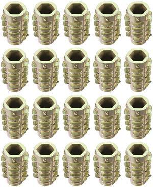 Threaded Insert Nuts Zinc Alloy Hex-Flush M6 Internal Threads 18mm Length 20pcs