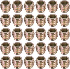 Threaded Insert Nuts Zinc Alloy Hex-Flush M8 Internal Threads 13mm Length 30pcs