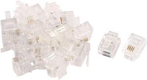 20pcs Clear Shell RJ11 6P4C Modular Plug Telephone Cable Line Adapter Connector