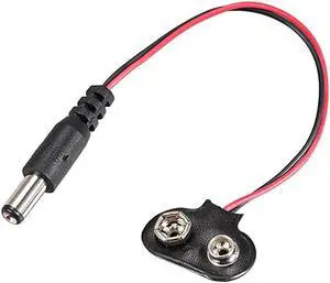 Unique Bargains 2pcs 12cm 9V CCTV Battery Clip Adapter w 5.5x2.1mm DC Power Plug Jack