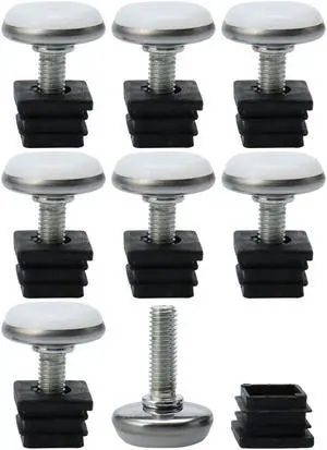Adjustable Leveling Feet 20 x 20mm Tube Inserts Furniture Table Glide 8 Sets