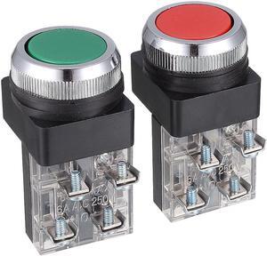 Unique Bargains 2 Pcs 6A/250VAC Green Red DPST Momentary Push Button Switch 4 Screw Terminals Unique Bargains 2 Pcs 6A/250VAC Green Red DPST Momentary Push Button Switch 4 Screw Terminals