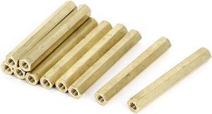 Unique Bargains M4 x 45mm Female Thread Brass Hex Standoff Pillar Rod Spacer Coupler Nut 10pcs