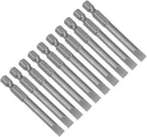 10pcs 65mm 1/4" Hex Shank SL6 Magnetic Slotted Head Screwdriver Bits S2