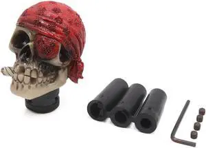Red Beige Skull Head Shaped Manual Stick Gear Shift Knob Lever Shifter for Car