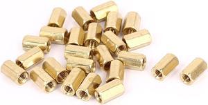 M4 x 10mm Female Thread Brass Hex Standoff Pillar Rod Spacer Coupler Nut 25pcs