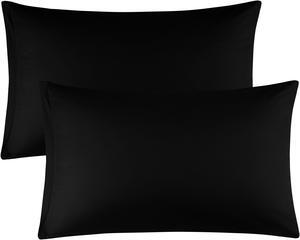 Zippered Standard Pillow Cases Pillowcases Covers Protectors, Egyptian Cotton 300 Thread Count, Pack of 2, King(20"x36") Black