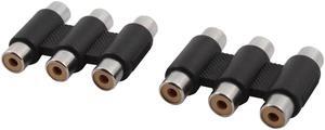 Triple 3 RCA Female to Female Audio Extension Coupler Adapter Connector 2 Pcs