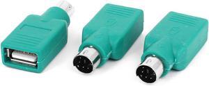 Unique Bargains PS/2 to USB Female Adapter Converter Connector Green 3Pcs for Keyboard Mouse