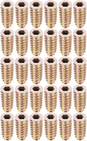 Threaded Insert Nuts Zinc Alloy Hex Socket M6 Internal Threads 25mm Length 30pcs