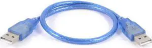 Unique Bargains 17.7" 45cm Blue USB 2.0 Type A Male to Male M/M Extension Cable Cord