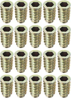 Threaded Insert Nuts Zinc Alloy Hex Socket M8 Internal Threads 23mm Length 20pcs