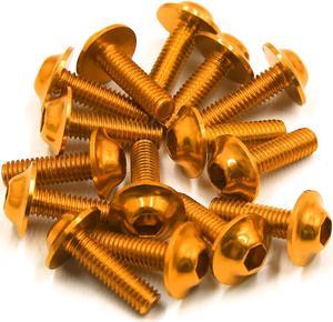 15pcs M6 x 16mm Gold Tone Hexagon License Plates Bolts Screws for Motorcycle