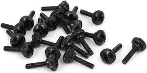 M3 x 12mm Knurled Phillips Head Thumb Screw Black 20pcs for Computer PC Case