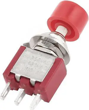 Unique Bargains AC 120V 5A 3Pin SPDT 1NO 1NC Momentary Red Cap Push Button Switch