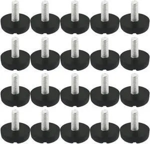 M6x15mm Thread Adjustable Screw on Type Slotted Furniture Leveling Feet 20Pcs