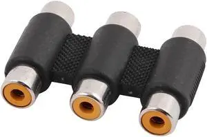 Triple 3 RCA Female to Female Audio Extension Coupler Adapter Connector Black