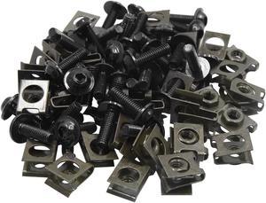 40pcs Metal M6 U-Type Rivets Motorcycle Fasteners Clips w Black Bolts Screws