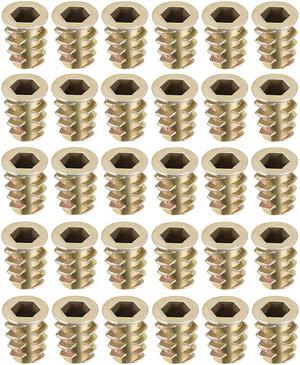 Threaded Insert Nuts Zinc Alloy Hex Socket M6 Internal Threads 14mm Length 30pcs