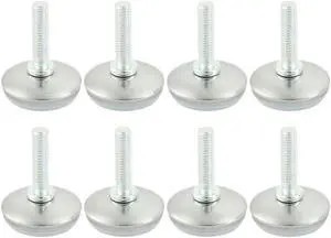 Furniture Cabinet Glide Leveling Foot M6 x 25mm Threaded Screw On 8 Pcs