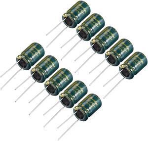 Aluminum Radial Electrolytic Capacitor Low ESR 220uF 63V 105 Celsius 3000H Life 10x16mm High Ripple Current Low Impedance 10pcs Green