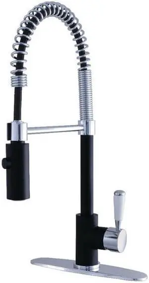 Gourmetier LS8777DPL Paris Single-Handle Pull-Down Kitchen Faucet, Matte Black & Polished Chrome - 9.22 x 9.81 x 19.63 in.