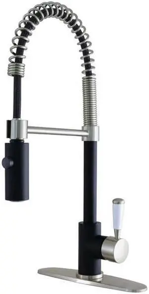 Gourmetier LS8779DPL Paris Single-Handle Pull-Down Kitchen Faucet, Matte Black & Satin Nickel - 9.22 x 9.81 x 19.63 in.