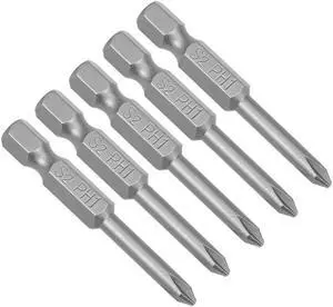 5Pcs 1/4-Inch Hex Shank 50mm Length Phillips 4PH1 Magnetic Screw Driver S2 Screwdriver Bits