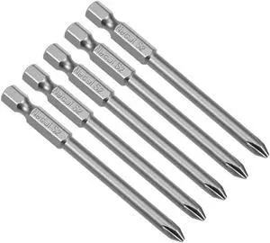 5Pcs 1/4-Inch Hex Shank 75mm Length Phillips 5PH1 Magnetic Screw Driver S2 Screwdriver Bits