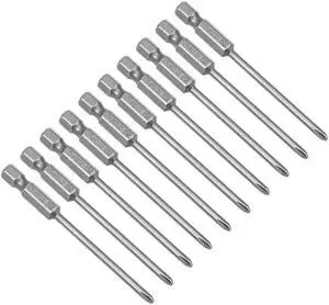 10Pcs 1/4-Inch Hex Shank 75mm Length Phillips 3PH1 Magnetic Screw Driver S2 Screwdriver Bits