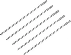 5Pcs 1/4-Inch Hex Shank 200mm Length Phillips 4.5PH2 Magnetic Screw Driver S2 Screwdriver Bits