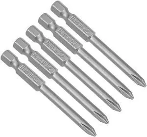 5Pcs 1/4-Inch Hex Shank 65mm Length Phillips 4.5PH1 Magnetic Screw Driver S2 Screwdriver Bits