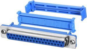 IDC D-Sub Ribbon Cable Connector 37-pin 2-row Female Socket IDC Crimp Port Terminal Breakout for Flat Ribbon Cable Blue