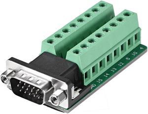 D-sub DB15 Breakout Board Connector 15 Pin 3-row Male Port Solderless Terminal Block Adapter with Positioning Nuts