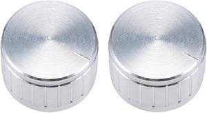 2Pcs 26x17mm Aluminium Alloy Potentiometer Volume Control Rotary Knob Knurled Shaft Hole Silver Tone