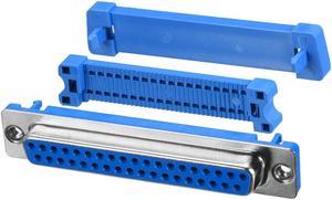 IDC D-Sub Ribbon Cable Connector 37-pin 2-row Female Socket IDC Crimp Port Terminal Breakout for Flat Ribbon Cable Blue Pack of 5