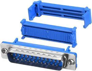 IDC D-Sub Ribbon Cable Connector 25-pin 2-row Male Plug IDC Crimp Port Terminal Breakout for Flat Ribbon Cable Blue Pack of 20