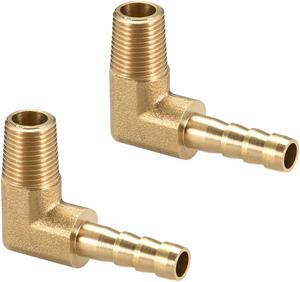 Brass Barb Hose Fitting, 90 Degree Elbow 6mm Barbed to 1/8" G Male Pipe Adapter Connector 2pcs