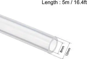 Silicone Tubing 8mm ID X 12mm OD 16.4ft 5m Flexible Silicon Rubber Tube Air Hose Pipe for Pump Transfer Clear