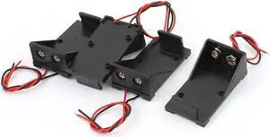 4pcs Plastic Housing 9V Battery Holder Storage Case Box Container w Double Wire Leads