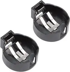 2 Pcs CR2477 Horizontal Coin Button Battery Holder Black Container Case