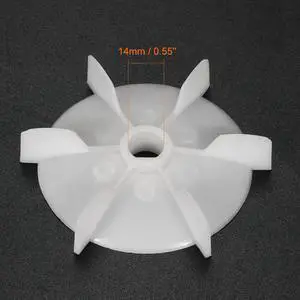 2Pcs 103*14mm D Shaft Replacement White Plastic 6 Impeller Motor Fan Vane