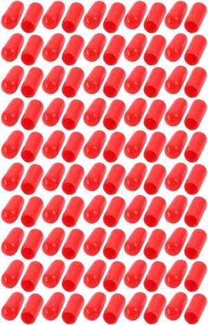 100Pcs 5mm Inner Dia PVC Flexible Vinyl End Cap Screw Thread Protector Cover Red