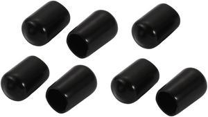 7Pcs 8mm Inner Dia PVC Flexible Vinyl End Cap Screw Thread Protector Black