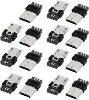 DIY Mini USB 5 Terminal Type Male Connector Silver Tone 15pcs