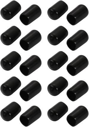 20Pcs 8mm Inner Dia PVC Flexible Vinyl End Cap Screw Thread Protector Black