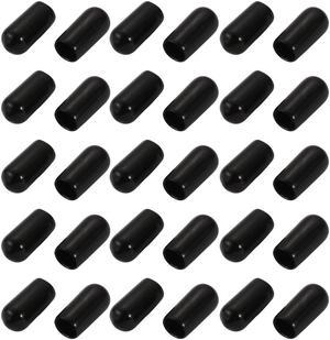 30Pcs 6mm Inner Dia PVC Flexible Vinyl End Cap Screw Thread Protector Black