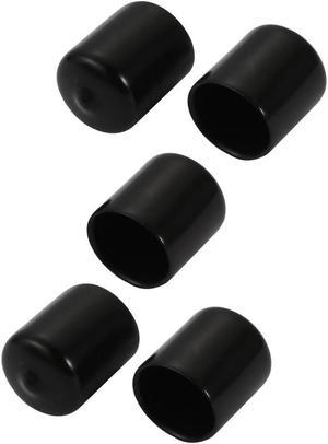 5pcs 20mm Inner Dia PVC Flexible Vinyl End Cap Screw Thread Protector Cover Black